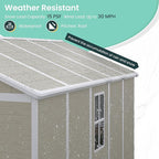 UDPATIO Outdoor Shed 7.5x10.7 FT, Plastic Storage Shed for Bike, Garbage Can, Tool, Outside Sheds & Resin Shed with Lockable Door for Backyard, Patio, Lawn, Standstone