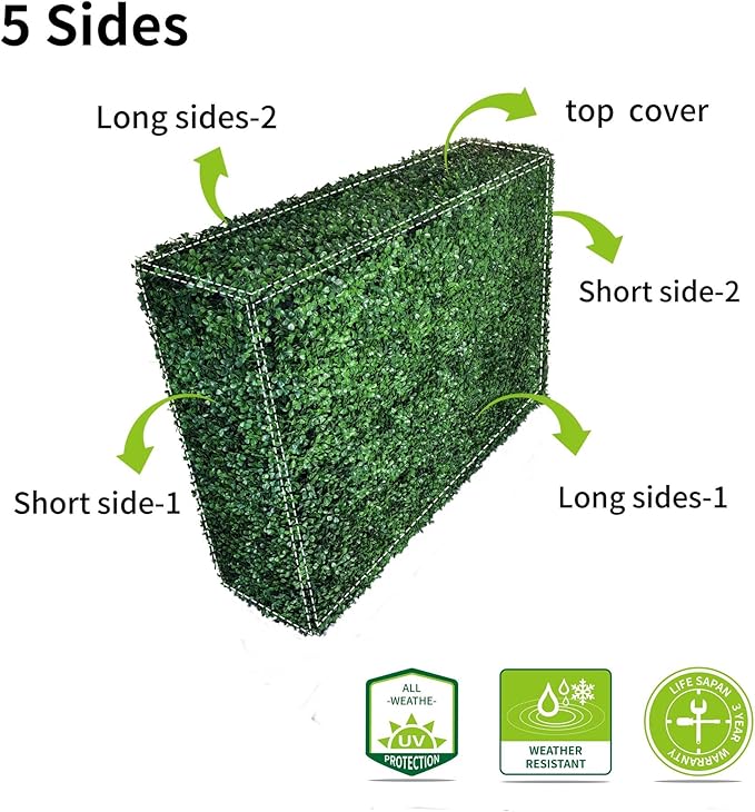 AGPL Artificial Hedge Wall Without Planter, Outdoor or Indoor Decorative Privacy Wall, Great for Balcony, Patio, Deck, TOP Cover Panel is Included ... (48" W*12" D*79" H)
