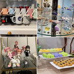 Albumgit Acrylic Display Risers, 8 Pieces Clear Rectangular Tabletop Display Stand for Amiibo Funko POP Figures, Collectibles Jewelry Food Cupcake Dessert Risers Shelf for Decoration and Organizer
