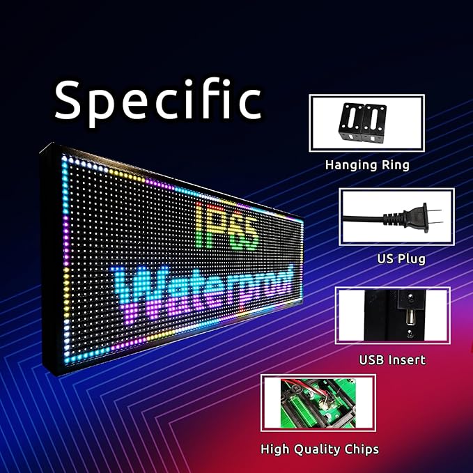 XSGD P10 Programmable Scrolling LED Sign Welcome Led Signs, Outdoor IP65 Waterproof Open Signs for Business, Customizable RGB Fullcolor Led Display, Digital Message Board for Advertising Store Restaurants