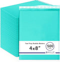 Teal Small Bubble Mailers 4x8 Inch #000 | Thick Padded Poly Mailer Envelopes | Mailing Trading card sports Card Bubble Envelopes | Water & Tear Resistant | 500 Pack Bulk