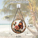 Stained Glass Window Hanging, Butterfly Picking Flowers Suncatcher for Doors Home Sun Catchers Decoration and Christmas, Mother's Day Birthday Gifts for Women, Men, and Mom 6.3 in
