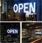 LED Open Signs for Business, 40"x14" Dimmable Large LED Open Light Up Sign with Hanging Installation for Salon Gym Cafes Store Office Bar Hotel Pubs (Cold White)