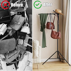 Shopping Bag Rack, Adjustable Height Store Grocery Bags Holder, Foldable Stable Base Bag Display Rack for Supermarket, Boutique, Trade Show & Home Storage