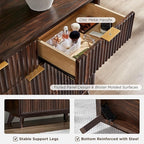 T4TREAM Fluted 7 Drawers Dresser, 54" Wide Modern Chest of Drawers, Curved Profile Design, Dresser TV Stand, Wood Drawer Organizer for Bedroom, Living Room, Hallway, Dark Walnut
