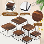 Weysat Set of 6 Dessert Table Display 4.7-8.6" Wood Risers Display Stands, Buffet Risers Food Stands for Party Catering Supplies Buffet Wood Cake Stand Set