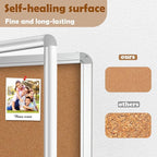 36"x24" Enclosed Cork Bulletin Board with Locking Door, Tamper-Proof Dispaly Case, Aluminium Frame, Outdoor Bulletin Board Weatherproof, Lockable Cork noticeboard for School,Office,etc