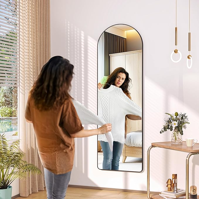 Hasipu Door Mirror Full Length, 51.1 x 15.7 Inch Full Body Wall Mirror Over The Door Hanging Mirror for Bedroom, Living Room, Cloakroom (Black)