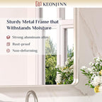 Keonjinn 28 x 36 Inch Brushed Nickel Bathroom Mirrors for Over Sink, Rounded Rectangle Silver Bathroom Vanity Mirror, Farmhouse Mirror for Wall, HD Tempered Glass, Anti-Rust Aluminum Alloy Mirror