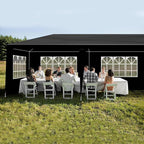 10x30 FT Party Tent, Outdoor Wedding Tents for Parties, Canopy Event Tent with 8 Removable Sidewalls, Waterproof Gazebo Shelter for Birthday Parties, Weddings, BBQs & Events (10X30FT-8Sides Black)