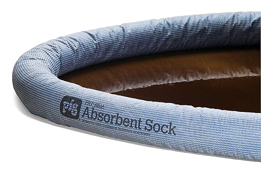 PIG Absorbing Sock | 1.6 Gallon Absorbency | Blue Absorbent Sock Forms Barrier & Prevents Spills from Spreading | 3" x 10' | 8 Socks | PIG202