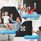 Large Cork Board for Wall 47"x 35", 12 Pack Black Bulletin Board, Felt Wall Tiles with 72 Safe Removable Adhesive Tabs, 60 Push Pins, Cork Boards for Home Office Pin Board Tack Board