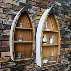 Morning View 2-Pack Wooden Boat Shelves, Nautical Decor, Wall Hanging Decor, 2 Removable Shelves, 23.5 & 31.4 Inch, White