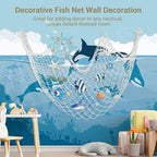 2 Pack Decoractive Fishing Net 80x40 Inch, 3mm Off White Natural Cotton Large Picture Wall Hanging Fish Net, Halloween Party Decorations Fishnet for Tropical Nautical Pirate Beach Mermaid Themed Party