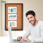 36"x24" Enclosed Cork Bulletin Board Tamper-Proof Dispaly Case,Brown Fabric&Black Aluminium Frame,Shatter Resistant Lockable Bulletin Board with Clear Acrylic Door for School,Office,Community,Hospital
