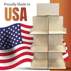 Versatile 4-Sided Rotating Display Stand for Candy, Snacks, Jams, Produce and More - Ideal for Craft Shows, Farmers Markets, and Retail Stores - 12 Shelves, Heavy-Duty Design, Easy Setup (Natural)