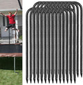 Rebar U Stakes 12 Inch - 20 Pack Black Galvanized Steel Heavy Duty Ground Anchors for Trampoline,Tent,Tarp,Soccer Goal,Garden Stake & Yard Art