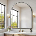 GLASHOM Arched Bathroom Mirror, 40"x48" Black Arched Mirror for Bathroom, Wall Mounted Mirror, Black Vanity Wall Mirror w/Metal Frame for Bedroom, Entryway, Living Room, Vertically Hanging