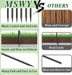 16 Inch Rebar Stakes 30 Pack Heavy Duty Ground Anchors with Chisel Point End Long Straight Steel Tent Stakes 3/8" Thickness Metal Spikes Black Coated for Concrete Timber Camping Garden Plant