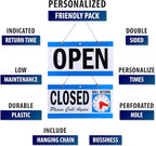 Business Hour Open Closed Sign with Suction Cups - Be Back Sign with Clock