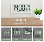 JALL 14.5" Large Digital Wall Clock Battery Operated with Big Digits LCD Screen Display, Day, Date, Alarm, Auto DST, Temperature for Living Room, Bedroom, Desk Decor, Mounted, Gift for Elderly