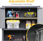 Wall Mounted Cabinet with Locking Doors, Open Shelf, Metal Hanging Garage Storage Cabinet, Adjustable Floating Upper Tool Cabinets for Shop, Kitchen, Bathroom (Grey, 30''W x 12''D x 30''H)