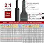 Chanzon 2:1 Ratio 1/4" (6mm) Heat Shrink Tubing 8Ft Roll (2.5M Total Length) Black Polyolefin Sleeving Wrap Shrinking 2 to 1 1pcs