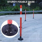 OrangeStar 8 Pack Delineator Post 48" Red Traffic Delineator Cones with Fixable Base for Road Safety, Parking Lots