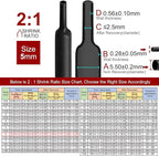 Chanzon 2:1 Ratio 3/16" (5mm) Heat Shrink Tubing 8Ft Roll (2.5M Total Length) Black Polyolefin Sleeving Wrap Shrinking 2 to 1 1pcs