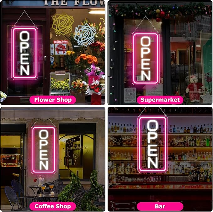 inShareplus 16"x 9" LED Neon Open Sign for Business, with ON/OFF Switch adapter, Ultra Bright Lighted Sign Open, Electric Light up Sign for Stores, Restaurants Offices Retail Shops Window Storefronts