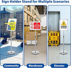 8.5x11 Adjustable Sign Holder Stand, Pedestal Poster Menu Stand, Heavy Duty Floor Standing Sign Stand Aluminum Display Stand for Vertical and Horizontal View Sign Holder, Black
