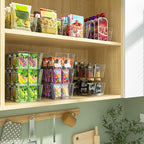 BALEINE Clear Plastic Storage Bins with 3 Removable Dividers, Pantry Organization, BPA Free Stackable Refrigerator Organizers and Storage for Kitchen Fridge Cabinet Bathroom (10.5x6.1x3.5, 6PK)