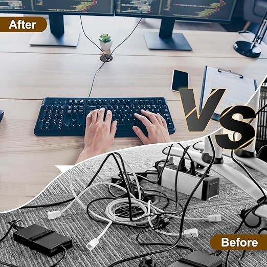 uxcell 8 Pcs 53mm (2.09 Inch) Desk Grommet, Plastic Cable Hole Cover, Wire Cord Cable Organizer for Home Office Computer Desk Cabinet, White