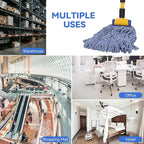 Commercial Heavy Duty Mop Heads Replacement for Rubbermaid: 3 Packs Industrial Wet Mop Head for Floor Cleaning - Cotton Commercial Products Wet Refills