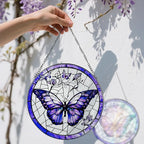 Stained Glass Window Hanging, 8 Inch Purple Butterfly Stained Glass Suncatcher, Butterfly Light Catcher, Window Hanging Decor, Gifts for Mother's Day, Christmas, Birthday, Gifts for Women Mom Grandma
