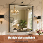 40"x40" Black Framed Bathroom Mirror, Large Rectangular Vanity Mirror, Aluminum Metal Frame, Wall Farmhouse Modern Wall-Mounted Mirrors for Bathroom, Bedroom, Living Room, Over Sink