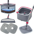 Heavy Duty Square Spin Mop for Floor Cleaning, Separate Compartment for Clean and Dirty Water, Use Any Cleaning Solution, Self Cleaning, Machine Washable Pads