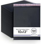 Black 10x13 Inch Poly Bubble Mailers |Self Seal Padded Envelopes for Thick books | Air Cushioned Bubble Mailer | Usable Size 9.5x13 Inch | Waterproof Lightweight Mailing Shipping Bags | 100 Pack Bulk