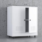 Metal Storage Cabinet with 2 Doors and Adjustable Shelf, Free Standing Accent Sideboard Buffet Cabinet for Home, Office, Entryway, Hallway, Living Room, Kitchen and Dining Room (White)