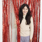 4 Pack Red Streamers Party Decorations - 3.3x6.6ft Foil Curtain Background for Birthday Decorations | Wedding | Halloween | Christmas Party Decoration | Red Tinsel Backdrop