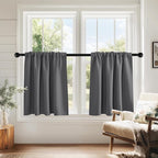 PONY DANCE Grey Short Window Curtains for Kitchen 24 inch Long, 2 Panels Set Half Window Drapes for Bedroom Basement, Blackout Small Curtains for Travel Trailers, Width 29 x Length 24 inches