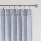 Vision Home Blue Pinch Pleated Semi Sheer Curtains Textured Light Filtering Window Curtains 108 inch for Living Room Bedroom Rayon Blend Chambray Blue Pinch Pleat Drapes with Hooks 2 Panels 40"Wx108"L