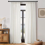 NICETOWN Thick Linen Curtains 84 Inches Long for Living Room 2 Panels Set, Back Tab/Rod Pocket with Pleat Tape Privacy Added Window Curtains for Farmhouse/Bedroom, Vanilla, W55 x L84