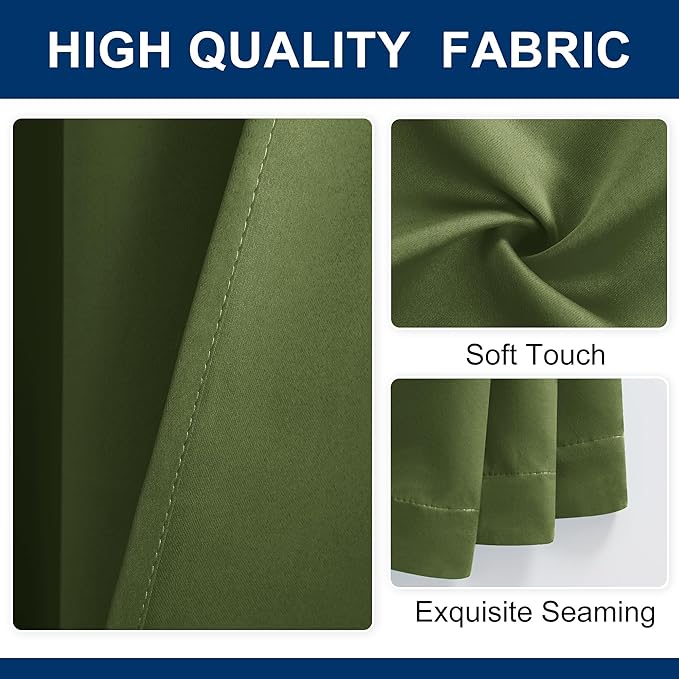 Hiasan Christmas Blackout Patio Sliding Door Curtain Extra Wide Thermal Insulated Privacy Room Divider Curtain with Back Tab & Rod Pocket for Bedroom Partition Glass Door(100 x 84 Inches, Olive Green)