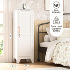 Bestoo Metal Locking Cabinet, 46" H Storage Locker with 1 Magnetic Door and 2 Adjustable Shelves, 3-Tier White Storage Cabinet for Bathroom, Kitchen, Pantry, Home, Office, Garage