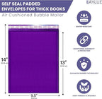 Purple 10x13 Inch Poly Bubble Mailers |Self Seal Padded Envelopes for Thick books | Air Cushioned Bubble Mailer | Usable Size 9.5x13 | Waterproof Lightweight Mailing Shipping Bags | 100 Pack Bulk