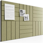 Bumusty Large Cork Board Alternative-36 x24 Felt Bulletin Board Tiles, with 30 Pushpins, 40 Adhesive Tabs, 6-Pack Slat Wall Paneling, Cork Boards for Office Push Pin Board Felt Board-Olive Green