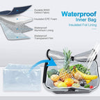 LIQING 35L Large Picnic Basket 2 Layers of Internal Pockets Leak-Proof and Insulated ，Folding with Internal Support for enhansed Stability, Wedding Gifts for Couple(Navy Blue)
