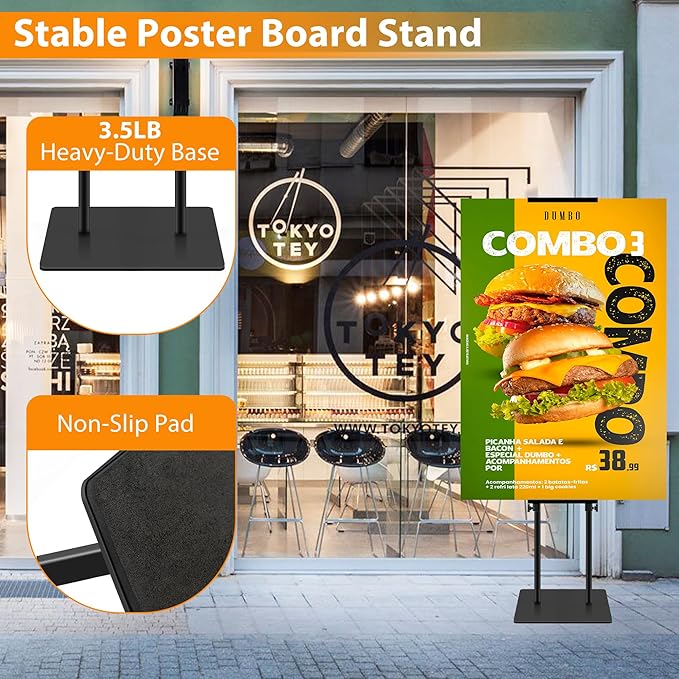 Poster Stand Heavy Duty - Adjustable Poster Board Stand Double-Sided Poster Stands for Display Foam Board Sign Stand Holder, Pedestal Sign Holder Floor Stand Height Up to 80 Inch, 2 Pack