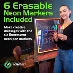LED Writing Message Board 23x27 – Illuminated Erasable Neon Chalkboard Sign with Remote & Markers – Light Up Menu Board for Restaurants, Bars, Food Trucks & Classrooms